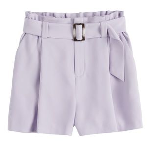 Nine West Paperbag Belted Shorts Lilac- High Waisted Shorts